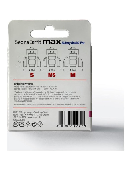 Puntas de Reemplazo AZLA SednaEarfit MAX para Galaxy Buds 2 Pro Puntas de Reemplazo AZLA SednaEarfit MAX para Galaxy Buds 2 Pro