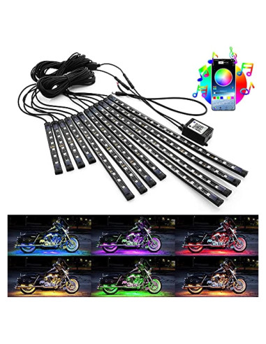 Kits de Iluminación LED RGB HENLIX para Motocicleta 12 Piezas