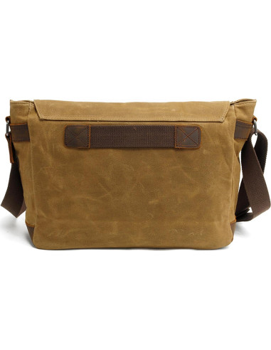 Bolsa Mensajera HuaChen Cuero y Lona 14" Verde Ejercito