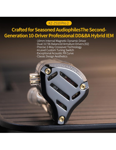 Auriculares In-Ear KZ ZS10 PRO 2 HiFi 1DD+4BA 20-40000Hz