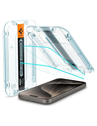Protector de Pantalla Vidrio Templado Spigen iPhone 15 Pro Max - 2 Paquete