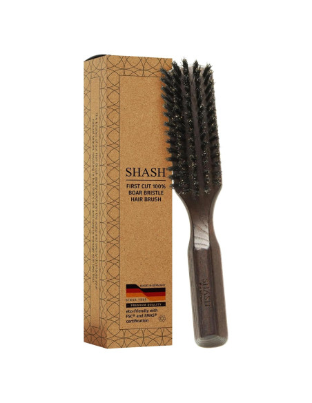 Cepillo de Cabello de Cerda de Jabalí SHASH 20.6x3.8cm Negro Cepillo de Cabello de Cerda de Jabalí SHASH 20.6x3.8cm Negro