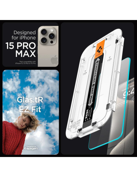 Protector de Pantalla Vidrio Templado Spigen iPhone 15 Pro Max - 2 Paquete Protector de Pantalla Vidrio Templado Spigen iPhone 15 Pro Max - 2 Paquete