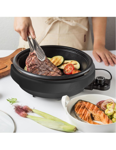 Olla 3-en-1 Aroma ASP-137B 3L con Parrilla, Negra