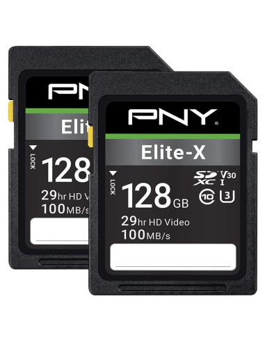 Tarjeta de Memoria Flash PNY 128GB Elite-X U3 V30 - 100MB/s (Paquete de 2)