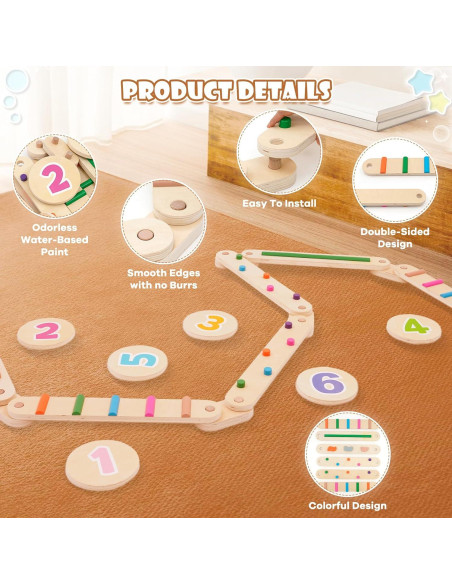 Viga de Equilibrio de Madera Forroby con 6 Tableros para Niños Viga de Equilibrio de Madera Forroby con 6 Tableros para Niños
