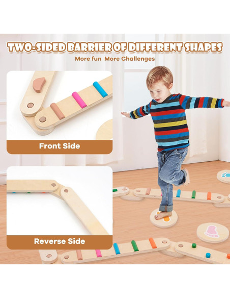 Viga de Equilibrio de Madera Forroby con 6 Tableros para Niños Viga de Equilibrio de Madera Forroby con 6 Tableros para Niños