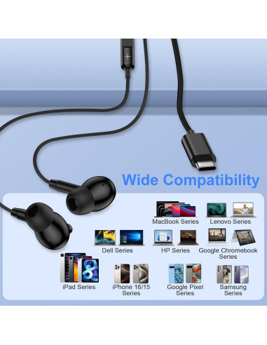 Auriculares con cable USB C Samsung Galaxy A16 S25 S24 S23