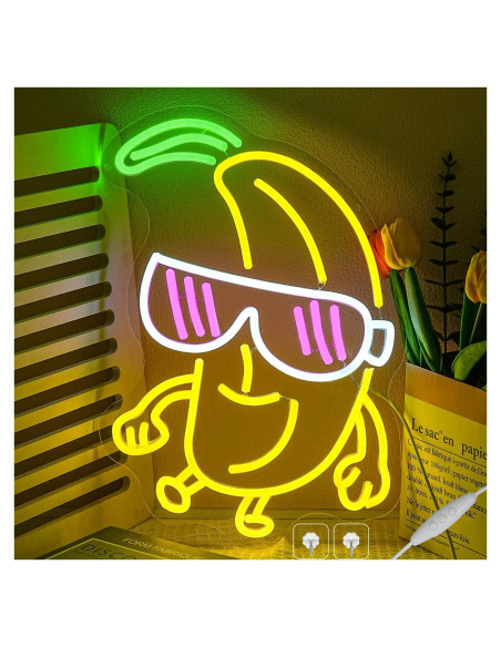 Luz de Neón LED Banana con Gafas Regulable 32.3x40cm Luz de Neón LED Banana con Gafas Regulable 32.3x40cm