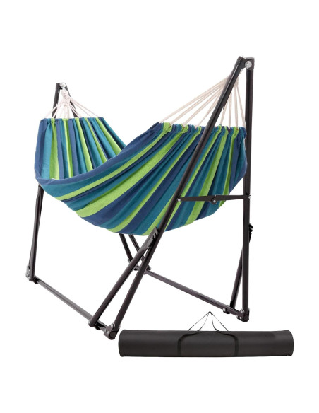 Hamaca Plegable con Soporte de Acero Cian 279.4 kg Hamaca Plegable con Soporte de Acero Cian 279.4 kg