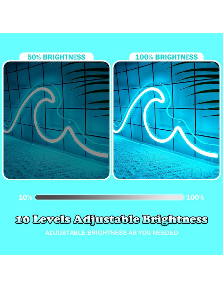 Luz de Neón Ajoyferris Wave LED Azul Hielo 42x17.8cm Luz de Neón Ajoyferris Wave LED Azul Hielo 42x17.8cm