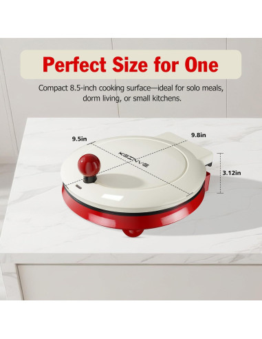 Hacedor de Pizza 1000W JK-511, Plato Antiadherente 21.6 cm
