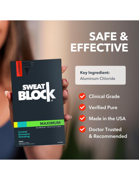 Toallitas Antitranspirantes SweatBlock 10 Unidades para Hombres y Mujeres Toallitas Antitranspirantes SweatBlock 10 Unidades para Hombres y Mujeres