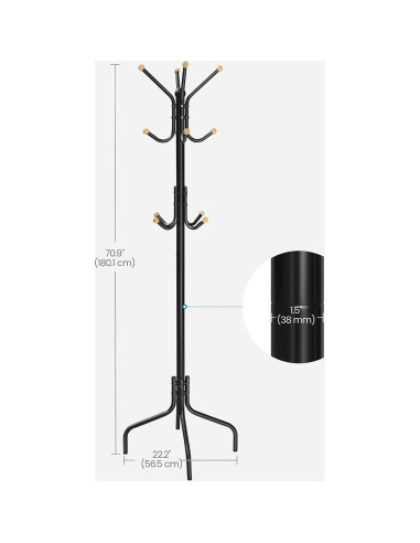 Perchero Independiente SONGMICS URCR031B01 Metal Negro 12 Ganchos