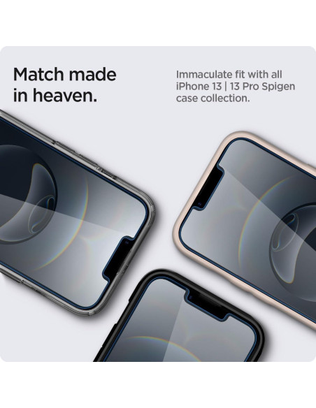 Protector de Pantalla Vidrio Templado Spigen iPhone 16e/14/13 Pro/13 - 2 Pzas Protector de Pantalla Vidrio Templado Spigen iPhone 16e/14/13 Pro/13 - 2 Pzas