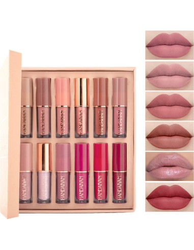 Set de 12 Labiales Líquidos Mate y Brillantes BAISEN DIARY