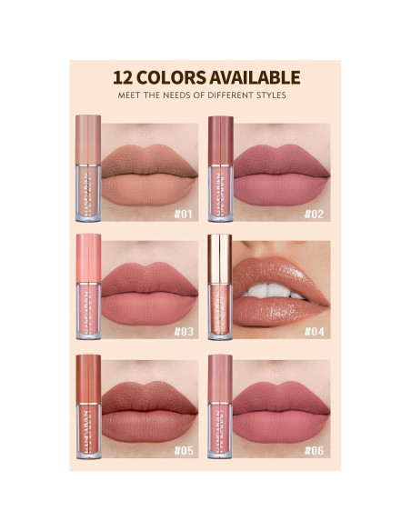 Set de 12 Labiales Líquidos Mate y Brillantes BAISEN DIARY Set de 12 Labiales Líquidos Mate y Brillantes BAISEN DIARY