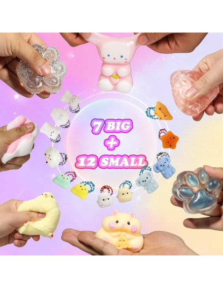 Kit de Juguetes Antiestrés Squishy 19 Piezas - 7 Grandes + 12 Pequeños Kit de Juguetes Antiestrés Squishy 19 Piezas - 7 Grandes + 12 Pequeños