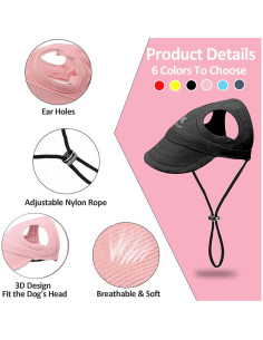 Gorra para Perros HDKUW Ajustable Negra Tamaño S 2