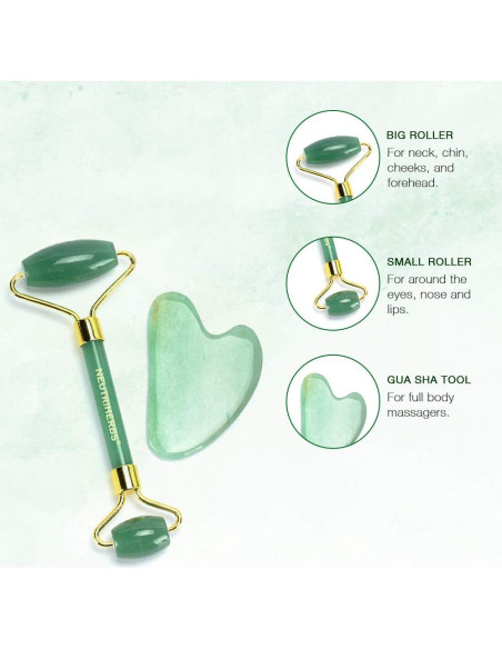 Set de Masaje Facial 3 en 1 Neutriherbs Jade - Rodillo, Gua Sha y Suero Set de Masaje Facial 3 en 1 Neutriherbs Jade - Rodillo, Gua Sha y Suero