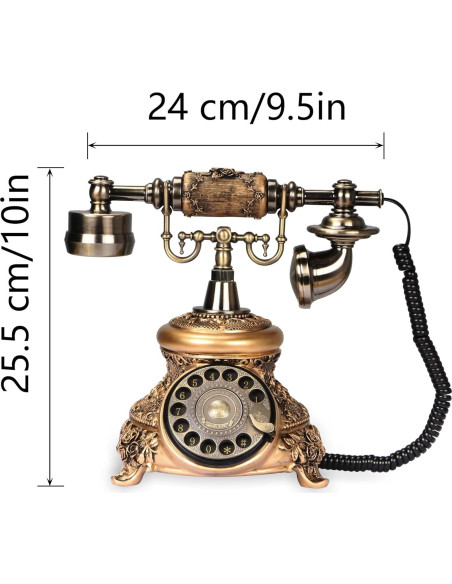 Teléfono de Disco Retro CERRXIAN Bronce 2.31kg Decorativo Teléfono de Disco Retro CERRXIAN Bronce 2.31kg Decorativo