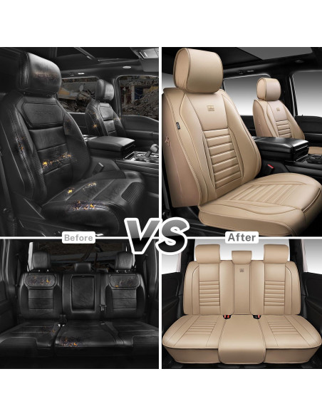 Cubiertas de Asiento de Cuero Nappa CAR PASS Juego Completo Beige Cubiertas de Asiento de Cuero Nappa CAR PASS Juego Completo Beige