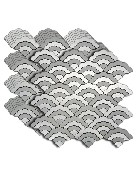 Azulejos autoadhesivos XUANINY 7 hojas aluminio 3D plata Azulejos autoadhesivos XUANINY 7 hojas aluminio 3D plata