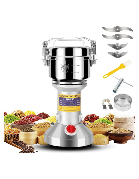 Molino de Harina Eléctrico WERISE 550g Acero Inoxidable Molino de Harina Eléctrico WERISE 550g Acero Inoxidable