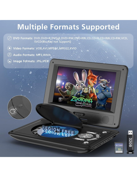 Reproductor DVD portátil SQQBZZ 9.5" HD para coche y niños Reproductor DVD portátil SQQBZZ 9.5" HD para coche y niños