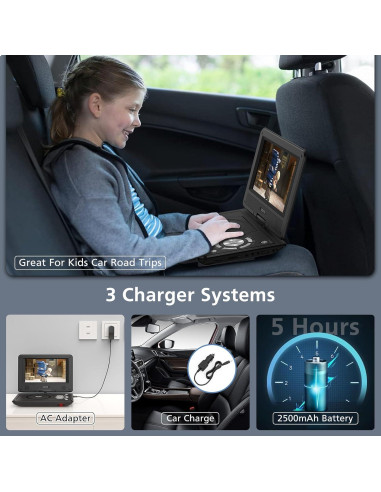 Reproductor DVD portátil SQQBZZ 9.5" HD para coche y niños