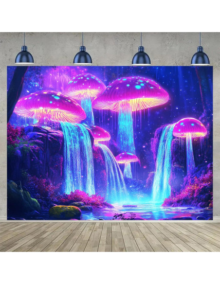 Tapiz de Luz Negra BlissYard 198x150 cm Hongo Psicológico Tapiz de Luz Negra BlissYard 198x150 cm Hongo Psicológico