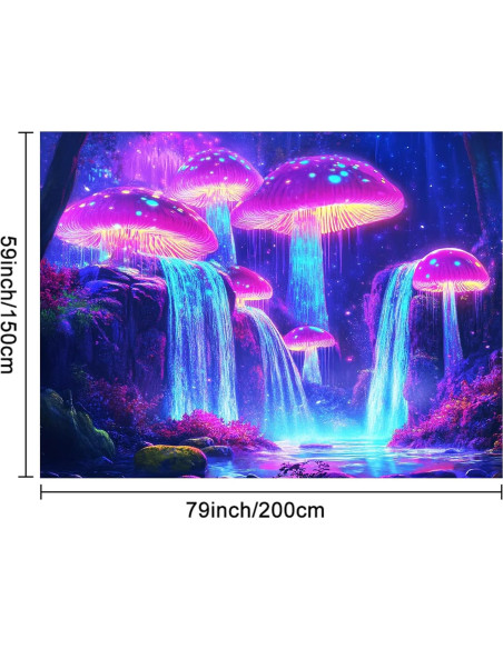 Tapiz de Luz Negra BlissYard 198x150 cm Hongo Psicológico Tapiz de Luz Negra BlissYard 198x150 cm Hongo Psicológico