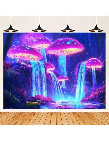 Tapiz de Luz Negra BlissYard 198x150 cm Hongo Psicológico