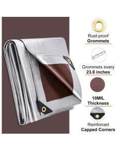 Lona Impermeable Patiobay 10 Mil 1.83x2.44 Metros con Ojetes 2