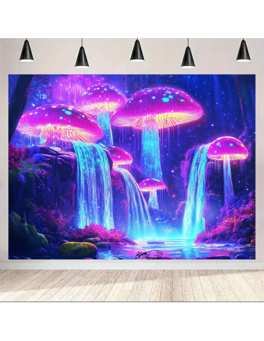 Tapiz de Luz Negra BlissYard 198x150 cm Hongo Psicológico