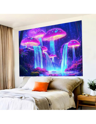 Tapiz de Luz Negra BlissYard 198x150 cm Hongo Psicológico