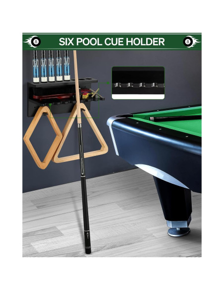Soporte de Palos de Billar de Pared EXTCCT para 8 Palos - Madera de Roble Soporte de Palos de Billar de Pared EXTCCT para 8 Palos - Madera de Roble