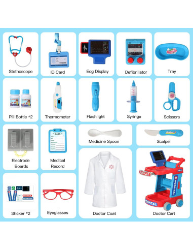 Kit de Doctor Phobby Carrito Rosa con Estetoscopio y Accesorios