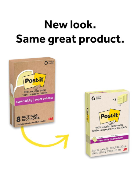 Notas Adhesivas Super Sticky Post-it Amarillo Canario 10x15 cm Notas Adhesivas Super Sticky Post-it Amarillo Canario 10x15 cm