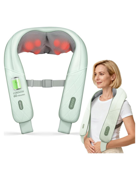 Masajeador de Cuello Inalámbrico Snailax SL-632UC-GRN con Calor Masajeador de Cuello Inalámbrico Snailax SL-632UC-GRN con Calor