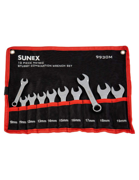 Juego de Llaves Combinadas Cortas Métricas Sunex 9930M, 10 Piezas Juego de Llaves Combinadas Cortas Métricas Sunex 9930M, 10 Piezas