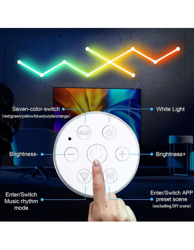 Luz de Pared Inteligente RGBIC VKTEKLAB 6 Líneas Blancas WiFi