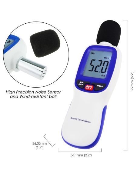 Medidor de Sonido Inalámbrico Danoplus DP-379 30-130 dBA Medidor de Sonido Inalámbrico Danoplus DP-379 30-130 dBA