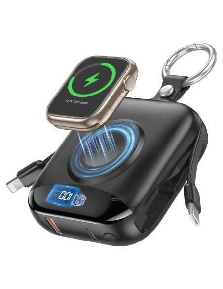 Cargador Portátil 10000mAh CITICR con Cables Integrados Negro Cargador Portátil 10000mAh CITICR con Cables Integrados Negro