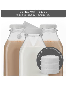 Botellas de Leche de Vidrio JoyJolt - 3 Piezas 32 Oz Reutilizables 2