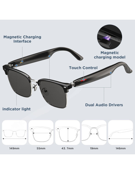 Gafas Inteligentes AI Genérico E1306 con Traducción 110 Idiomas Gafas Inteligentes AI Genérico E1306 con Traducción 110 Idiomas