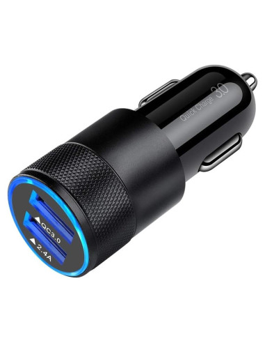 Cargador Rápido de Coche USB Doble 5.4A 30W para Teléfonos