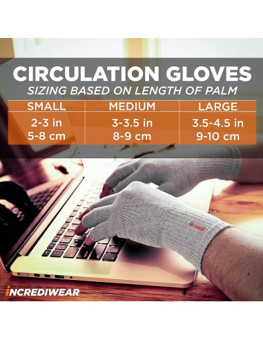 Guantes de Circulación Sin Dedos Incrediwear para Artritis - Grande