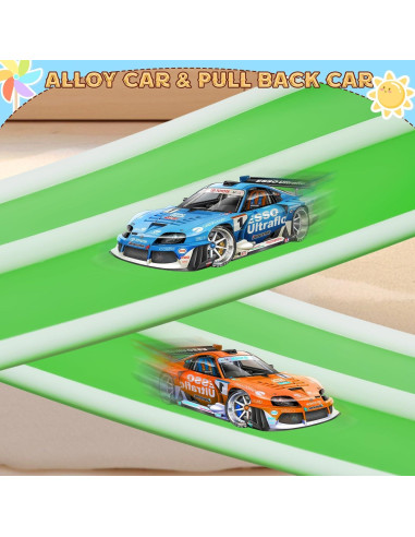 Pista de Carreras Flexible 15 Pies AQFR Verde y Blanco