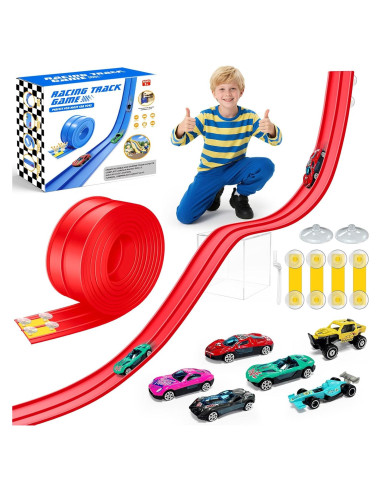 Pista de Carreras Flexible 4.5m EFCRBS con Ventosas y Autos